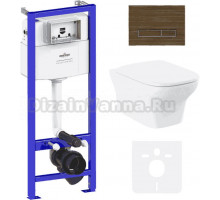 Комплект Lavinia Boho Унитаз подвесной Bristol Rimless 3305101R + Крышка-сиденье Bristol 33290500 с микролифтом + Инсталляция RelFix 38010010 + Кнопка RelFix 3805005T венге