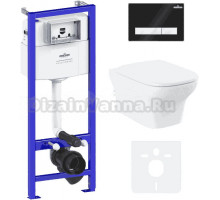 Комплект Lavinia Boho Унитаз подвесной Bristol Rimless 3305101R + Крышка-сиденье Bristol 33290500 с микролифтом + Инсталляция RelFix 38010010 + Кнопка RelFix 38050601 матовая черная, белая