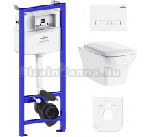 Комплект Lavinia Boho Унитаз подвесной Bristol Rimless 3305101R + Крышка-сиденье Bristol 33290500 с микролифтом + Инсталляция RelFix 38010010 + Кнопка RelFix 3805003W белая, хром