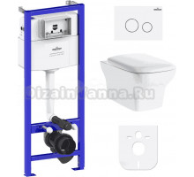 Комплект Lavinia Boho Унитаз подвесной Bristol Rimless 3305101R + Крышка-сиденье Bristol 33290500 с микролифтом + Инсталляция RelFix 38010010 + Кнопка RelFix 3805004W белая, хром