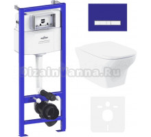 Комплект Lavinia Boho Унитаз подвесной Bristol Rimless 3305101R + Крышка-сиденье Bristol 33290500 с микролифтом + Инсталляция RelFix 38010010 + Кнопка RelFix 3805005V фиолетовая, хром