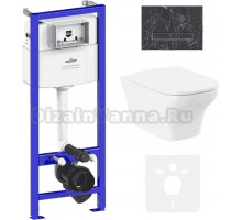 Комплект Lavinia Boho Унитаз подвесной Bristol Rimless 3305101R + Крышка-сиденье Bristol 33290500 с микролифтом + Инсталляция RelFix 38010010 + Кнопка RelFix 38050901 greek black