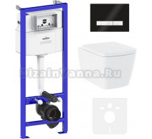 Комплект Lavinia Boho Унитаз подвесной Aveo Rimless 3306101R + Крышка-сиденье Aveo 33290600 с микролифтом + Инсталляция RelFix 38010010 + Кнопка RelFix 38050701 глянцевая черная, белая