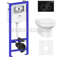 Комплект Lavinia Boho Унитаз подвесной Grance Hill Rimless 3307101R + Крышка-сиденье Grance Hill 33290700 с микролифтом + Инсталляция RelFix 38010010 + Кнопка RelFix 380502MB матовая черная, хром