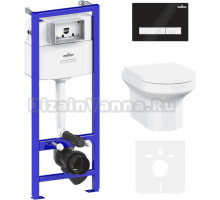 Комплект Lavinia Boho Унитаз подвесной Grance Hill Rimless 3307101R + Крышка-сиденье Grance Hill 33290700 с микролифтом + Инсталляция RelFix 38010010 + Кнопка RelFix 38050601 матовая черная, белая
