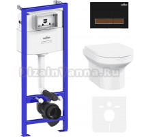 Комплект Lavinia Boho Унитаз подвесной Grance Hill Rimless 3307101R + Крышка-сиденье Grance Hill 33290700 с микролифтом + Инсталляция RelFix 38010010 + Кнопка RelFix 38050602 матовая черная, темное дерево