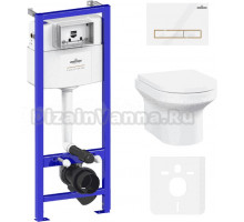 Комплект Lavinia Boho Унитаз подвесной Grance Hill Rimless 3307101R + Крышка-сиденье Grance Hill 33290700 с микролифтом + Инсталляция RelFix 38010010 + Кнопка RelFix 38050802 белая, золотой глянец