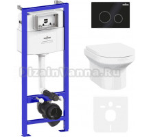 Комплект Lavinia Boho Унитаз подвесной Grance Hill Rimless 3307101R + Крышка-сиденье Grance Hill 33290700 с микролифтом + Инсталляция RelFix 38010010 + Кнопка RelFix 38050803 матовая черная, золотой глянец