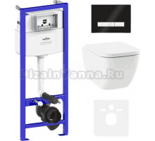 Комплект Унитаз подвесной безободковый One Rimless 3302103R + Быстросъемное сиденье микролифт 33290200 + Система инсталляции для унитазов Relfix 38010010 + Кнопка смыва Relfix 38050701 глянцевая черная, белая