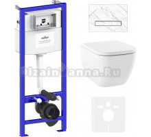 Комплект Унитаз подвесной безободковый One Rimless 3302103R + Быстросъемное сиденье микролифт 33290200 + Система инсталляции для унитазов Relfix 38010010 + Кнопка смыва Relfix 38050903 белый мрамор