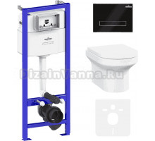 Комплект Lavinia Boho Унитаз подвесной Grance Hill Rimless 3307101R + Крышка-сиденье Grance Hill 33290700 с микролифтом + Инсталляция RelFix 38010010 + Кнопка RelFix 3805003B глянцевая черная, хром