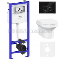 Комплект Lavinia Boho Унитаз подвесной Grance Hill Rimless 3307101R + Крышка-сиденье Grance Hill 33290700 с микролифтом + Инсталляция RelFix 38010010 + Кнопка RelFix 3805004B глянцевая черная, хром