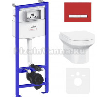 Комплект Lavinia Boho Унитаз подвесной Grance Hill Rimless 3307101R + Крышка-сиденье Grance Hill 33290700 с микролифтом + Инсталляция RelFix 38010010 + Кнопка RelFix 3805005R красная, хром