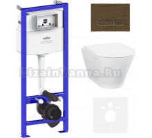 Комплект Lavinia Boho Унитаз подвесной Elegant Rimless 3308101R + Крышка-сиденье Elegant 33290700 с микролифтом + Инсталляция RelFix 38010010 + Кнопка RelFix 3805005T венге