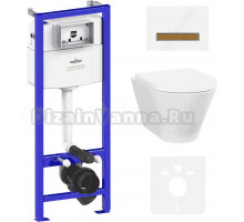 Комплект Lavinia Boho Унитаз подвесной Elegant Rimless 3308101R + Крышка-сиденье Elegant 33290700 с микролифтом + Инсталляция RelFix 38010010 + Кнопка RelFix 38050703 белая, светлое дерево