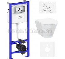 Комплект Lavinia Boho Унитаз подвесной Elegant Rimless 3308101R + Крышка-сиденье Elegant 33290700 с микролифтом + Инсталляция RelFix 38010010 + Кнопка RelFix 38050904 statuary