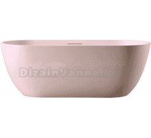 Ванна из искусственного камня Abber Frankfurt AM9941MP 170x75 см, отдельностоящая, матовая розовая, овальная, фурнитура белая