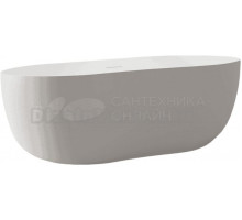 Ванна из искусственного камня Abber Stein AS9604 170x80 см, отдельностоящая, матовая белая, овальная, на ножках, с донным клапаном, фурнитура белая