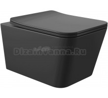 Унитаз подвесной Aqueduto Macio MAC0140 матовый черный, с ершиком Ridder Gaudy 2231414 оранжевый