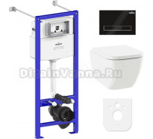 Комплект Lavinia Boho Унитаз подвесной One 33021010 + Крышка-сиденье One 33290200 с микролифтом + Инсталляция RelFix 38010020 + Кнопка RelFix 380501MB матовая черная, хром