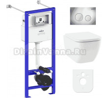 Комплект Lavinia Boho Унитаз подвесной One 33021010 + Крышка-сиденье One 33290200 с микролифтом + Инсталляция RelFix 38010020 + Кнопка RelFix 3805002C хром