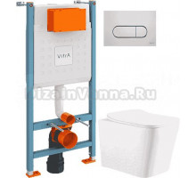 Комплект 2 в 1 Унитаз подвесной Ceruttispa Maiella Aria UF CT10480 + Инсталляция с кнопкой VitrA V-Fix Core 732-5800-01 цвет хром глянец
