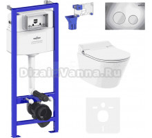 Комплект Lavinia Boho Унитаз подвесной Smart V-Clean 335901RS с микролифтом + Инсталляция RelFix 38010010 + Кнопка RelFix 3805002C + Дозатор RelFix 38040010