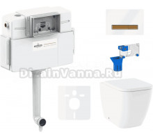 Комплект Lavinia Boho Унитаз приставной One 33024060 + Крышка-сиденье One 33290200 с микролифтом + Бачок скрытого монтажа RelFix 38020010 + Кнопка RelFix 38050703 + Дозатор RelFix 38040010