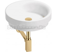 Накладная раковина Wellsee Doux 201001133 40 глянцевая белая, золото, круглая, фаянс