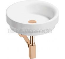 Накладная раковина Wellsee Doux 201001134 40 глянцевая белая, розовое золото, круглая, фаянс
