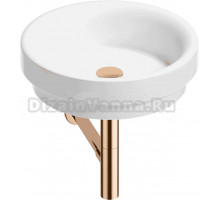 Накладная раковина Wellsee Doux 201001139 40 глянцевая белая, розовое золото, круглая, фаянс