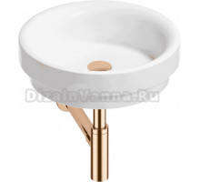 Накладная раковина Wellsee Doux 201001144 40 глянцевая белая, розовое золото, круглая, фаянс