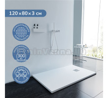 Поддон для душа Ulitka Flow 120x80 см, белый