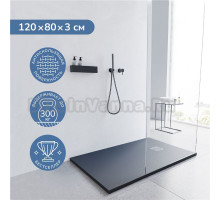 Поддон для душа Ulitka Flow 120x80 см, черный