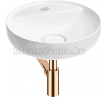 Накладная раковина Wellsee Chalice Perfection 201001179 42 глянцевая белая, розовое золото, круглая, фаянс, с 1 отверстием под смеситель