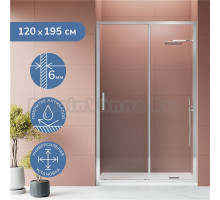 Душевая дверь в нишу Ulitka Safari 120 см, профиль хром, стекло прозрачное