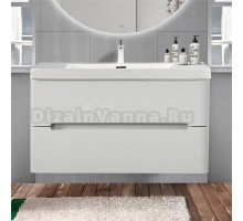 Тумба с раковиной Parly River 100 подвесная, 2 ящика, белая