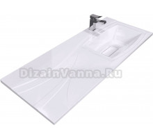 Раковина над стиральной машиной Uperwood Bon 120 правая глянцевая белая, прямоугольная, литьевой мрамор, со столешницей слева