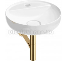 Накладная раковина Wellsee Chalice Perfection 201001188 42 глянцевая белая, золото, круглая, фаянс, с 1 отверстием под смеситель