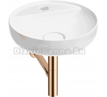 Накладная раковина Wellsee Chalice Perfection 201001189 42 глянцевая белая, розовое золото, круглая, фаянс, с 1 отверстием под смеситель