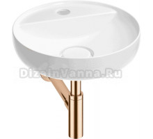 Накладная раковина Wellsee Chalice Perfection 201001194 42 глянцевая белая, розовое золото, круглая, фаянс, с 1 отверстием под смеситель