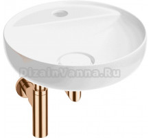 Накладная раковина Wellsee Chalice Perfection 201001199 42 глянцевая белая, розовое золото, круглая, фаянс, с 1 отверстием под смеситель