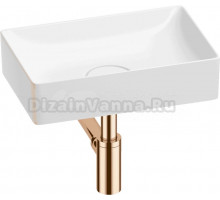 Накладная раковина Wellsee Pure BY Wellsee 201001204 42 глянцевая белая, розовое золото, прямоугольная, фаянс, с 1 отверстием под смеситель