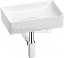 Накладная раковина Wellsee Pure BY Wellsee 201001206 42 глянцевая белая, хром, прямоугольная, фаянс, с 1 отверстием под смеситель