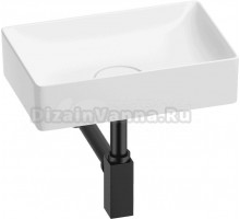 Накладная раковина Wellsee Pure BY Wellsee 201001207 42 глянцевая белая, матовая черная, прямоугольная, фаянс, с 1 отверстием под смеситель