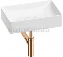 Накладная раковина Wellsee Pure BY Wellsee 201001219 42 глянцевая белая, розовое золото, прямоугольная, фаянс, с 1 отверстием под смеситель