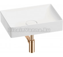 Накладная раковина Wellsee Pure BY Wellsee 201001229 50 глянцевая белая, розовое золото, прямоугольная, фаянс, с 1 отверстием под смеситель