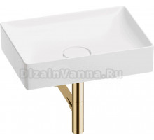 Накладная раковина Wellsee Pure BY Wellsee 201001238 50 глянцевая белая, золото, прямоугольная, фаянс, с 1 отверстием под смеситель