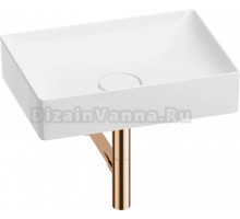 Накладная раковина Wellsee Pure BY Wellsee 201001239 50 глянцевая белая, розовое золото, прямоугольная, фаянс, с 1 отверстием под смеситель