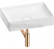 Накладная раковина Wellsee Pure BY Wellsee 201001244 50 глянцевая белая, розовое золото, прямоугольная, фаянс, с 1 отверстием под смеситель